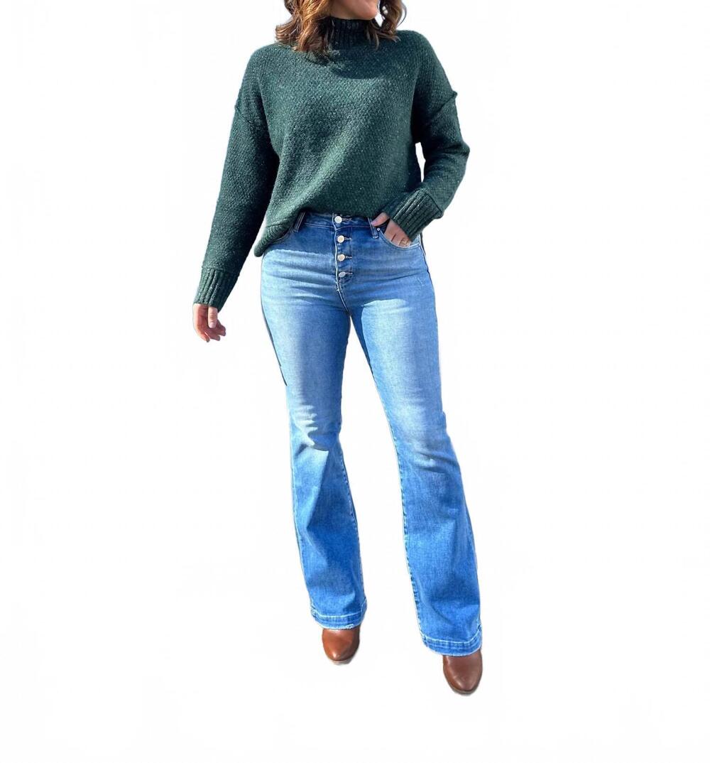 NEW RISEN laura high rise bootcut jeans in medium wash